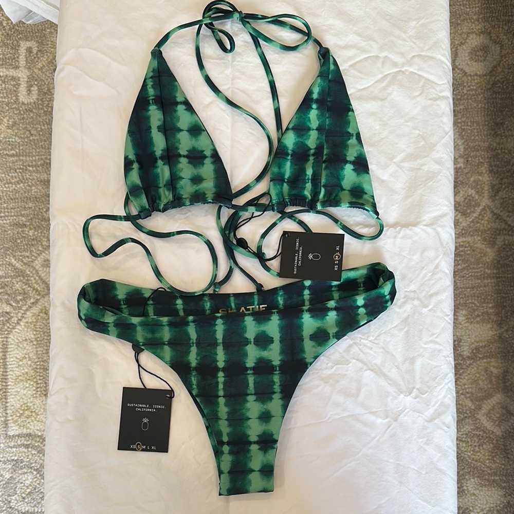 Skatie Green and Black Checkered Bikini Set